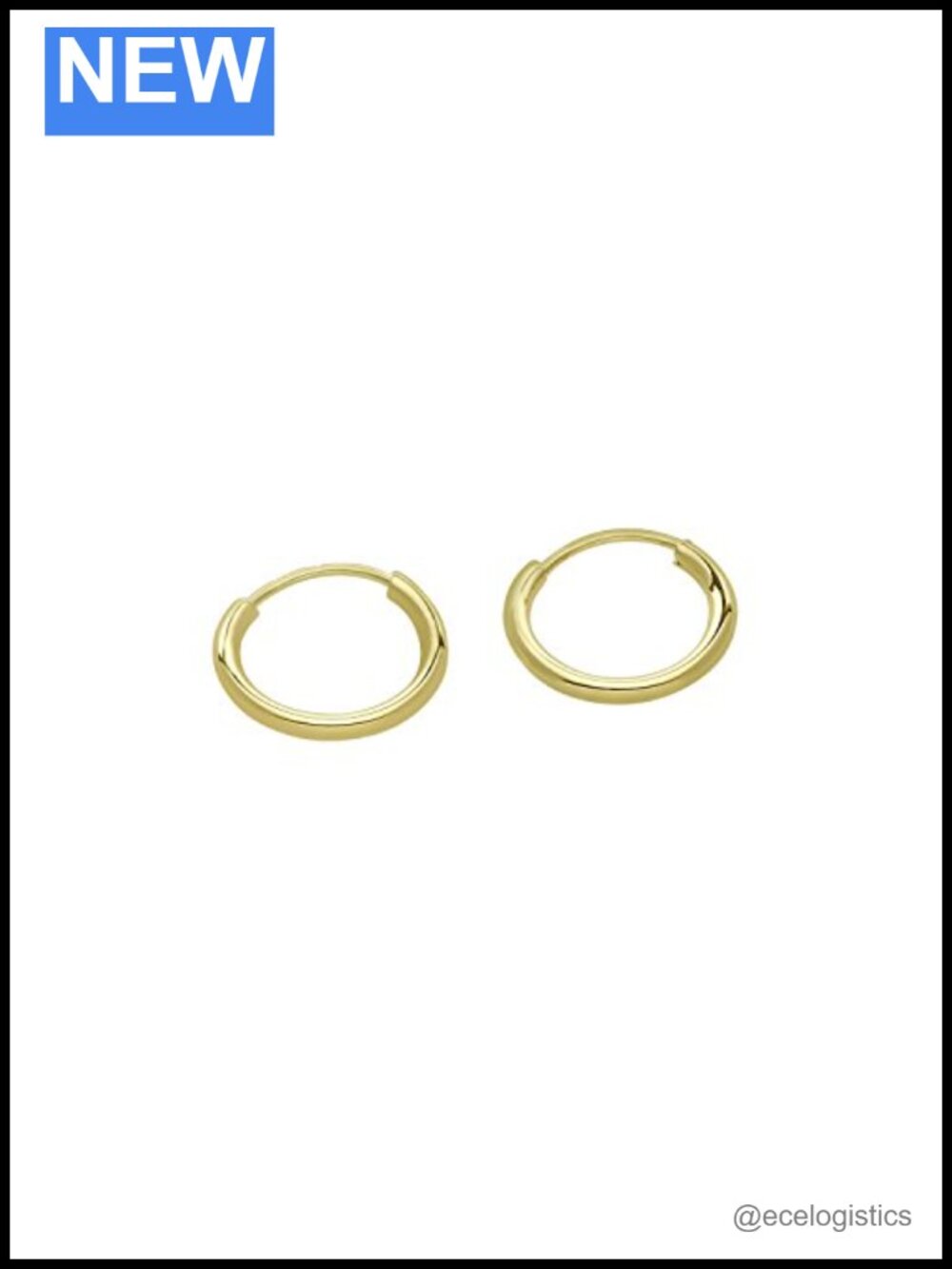 14k Yellow Gold Endless Hoop Earrings 10mm Thin Cartilage Helix Nose Hoop